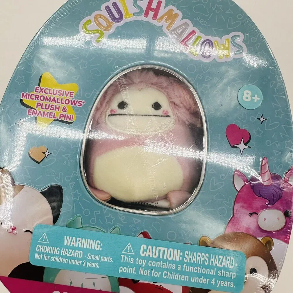 Squishmallows Brina The Bigfoot Pink Plush Collectors Tin Limited Edition New